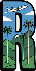 Letra R ilustrada con las montañas y las palmas de cera